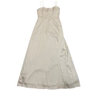 Abercrombie & Fitch XS Petite Camille Dress | Ivory Satin, Smocked Back, Bridal